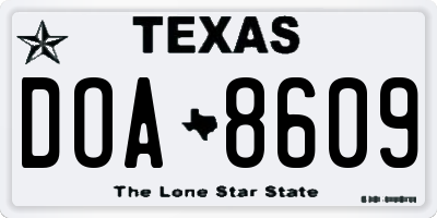 TX license plate DOA8609