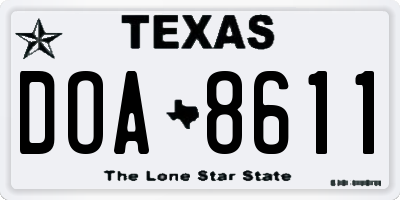 TX license plate DOA8611