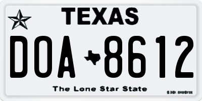 TX license plate DOA8612