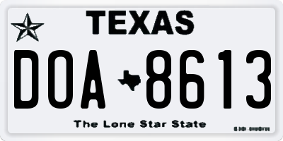 TX license plate DOA8613