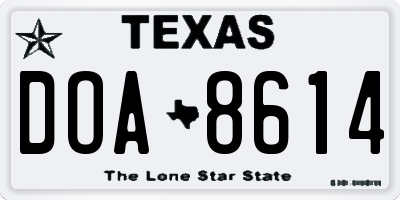 TX license plate DOA8614