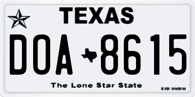 TX license plate DOA8615