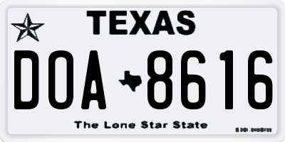 TX license plate DOA8616