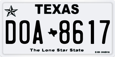 TX license plate DOA8617