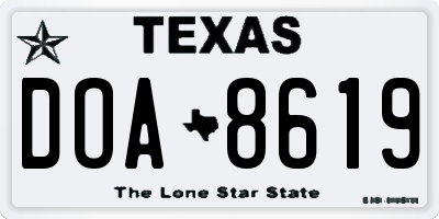 TX license plate DOA8619