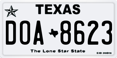 TX license plate DOA8623
