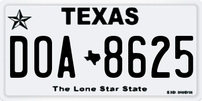 TX license plate DOA8625