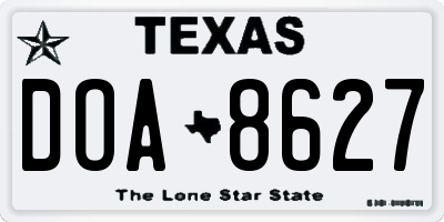 TX license plate DOA8627