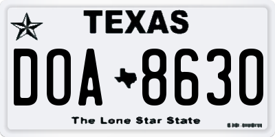 TX license plate DOA8630