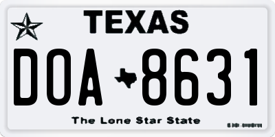TX license plate DOA8631