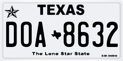 TX license plate DOA8632