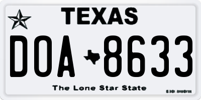 TX license plate DOA8633
