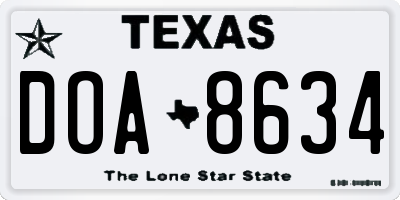 TX license plate DOA8634