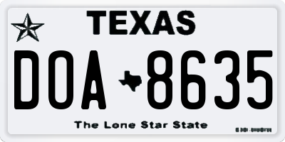 TX license plate DOA8635