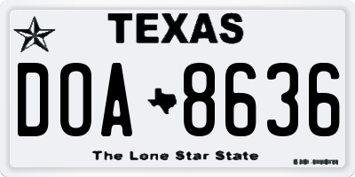 TX license plate DOA8636
