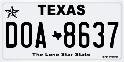 TX license plate DOA8637