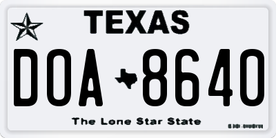 TX license plate DOA8640