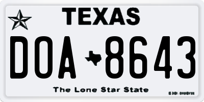 TX license plate DOA8643