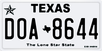 TX license plate DOA8644