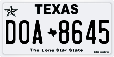 TX license plate DOA8645