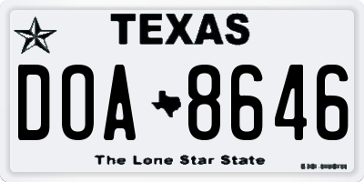 TX license plate DOA8646