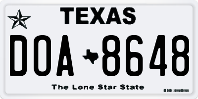TX license plate DOA8648