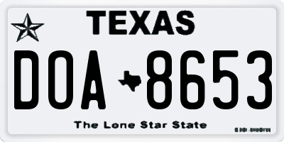 TX license plate DOA8653