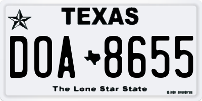 TX license plate DOA8655