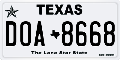 TX license plate DOA8668