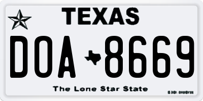 TX license plate DOA8669