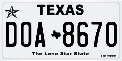 TX license plate DOA8670