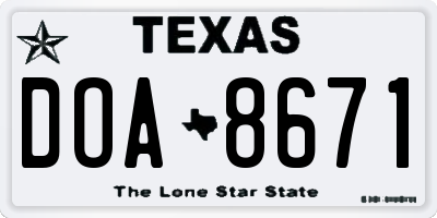 TX license plate DOA8671