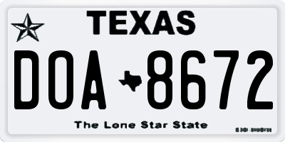 TX license plate DOA8672