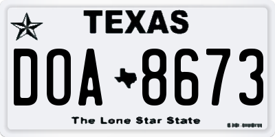 TX license plate DOA8673
