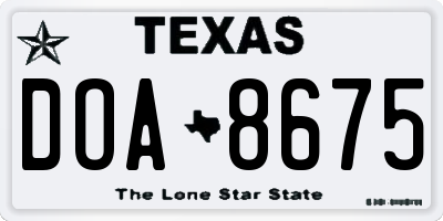 TX license plate DOA8675