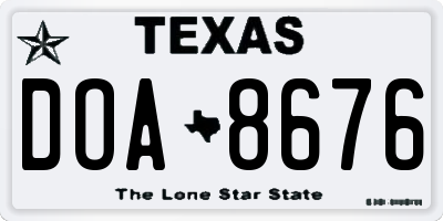 TX license plate DOA8676