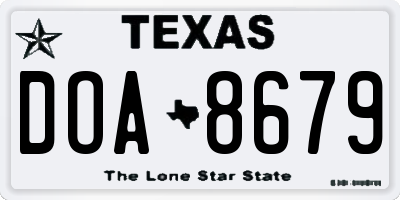 TX license plate DOA8679