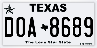 TX license plate DOA8689