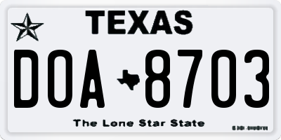 TX license plate DOA8703