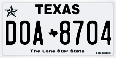 TX license plate DOA8704