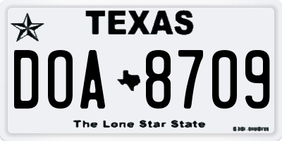 TX license plate DOA8709