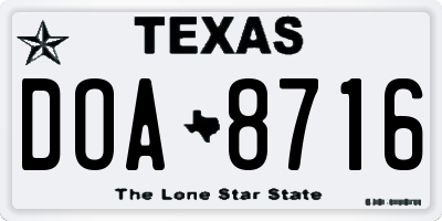 TX license plate DOA8716