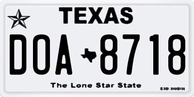 TX license plate DOA8718