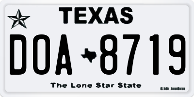 TX license plate DOA8719