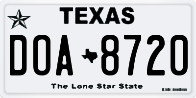 TX license plate DOA8720