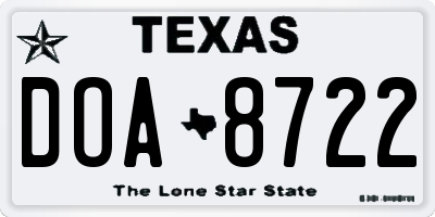 TX license plate DOA8722