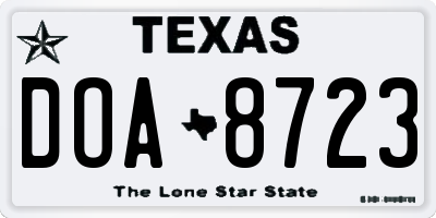TX license plate DOA8723