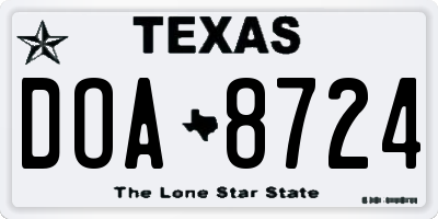 TX license plate DOA8724