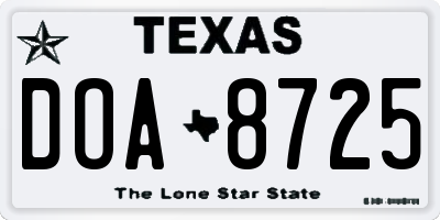 TX license plate DOA8725