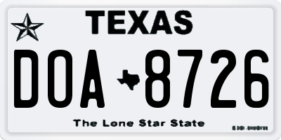 TX license plate DOA8726